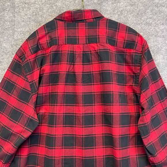 GOODTHREADS Button Down Shirt Men's XL Black Red Buffalo Plaid Oxford Standard - Picture 10 of 16
